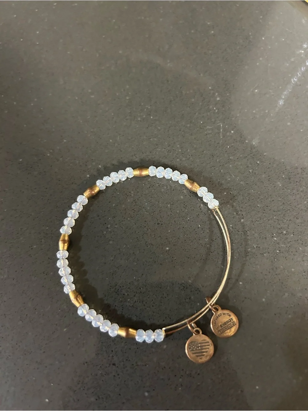 Alex and Ani Gold-Tone Expandable Bracelet with Clear Beads